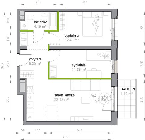Plan 3 pok. 59m²