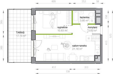 Plan 2 pok. 40m²
