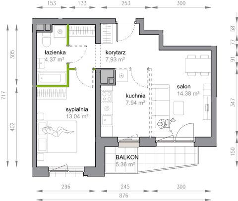 Plan 2 pok. 48m²