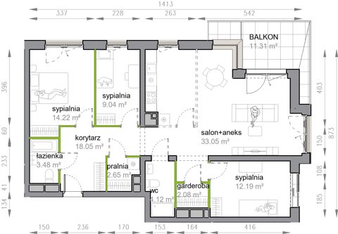 Plan 4 pok. 99m²