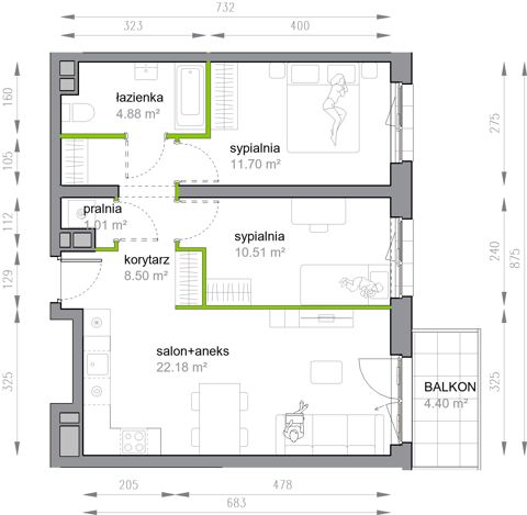Plan 3 pok. 59m²