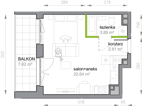Plan 1 pok. 29m²
