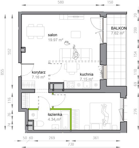 Plan 2 pok. 50m²