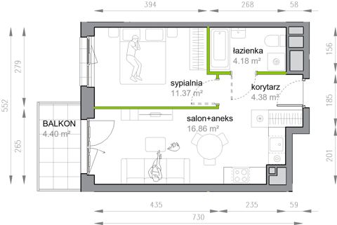 Plan 2 pok. 37m²