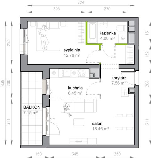 Plan 2 pok. 49m²