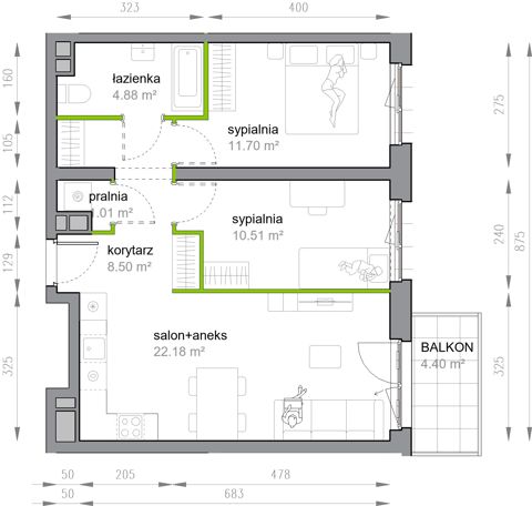 Plan 3 pok. 59m²