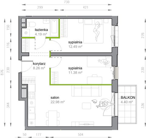 Plan 3 pok. 59m²