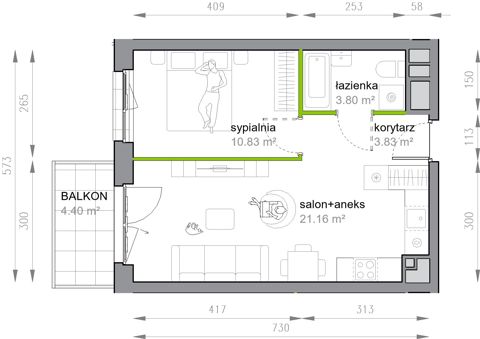 Plan 2 pok. 40m²
