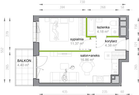 Plan 2 pok. 37m²