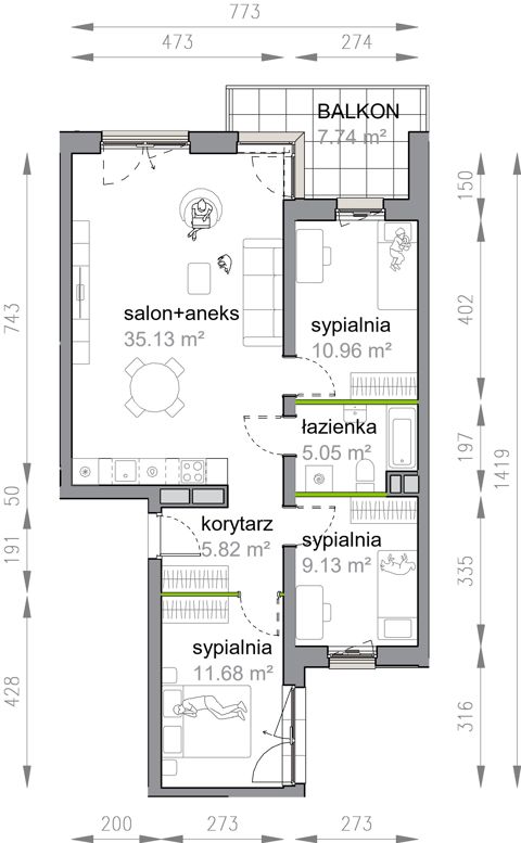 Plan 4 pok. 78m²