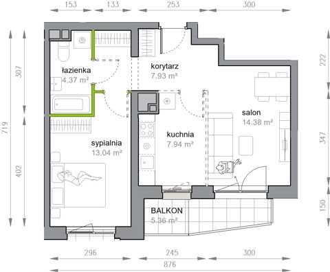 Plan 2 pok. 48m²