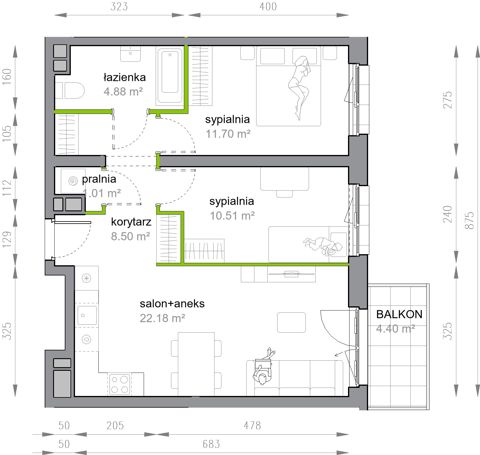 Plan 3 pok. 59m²