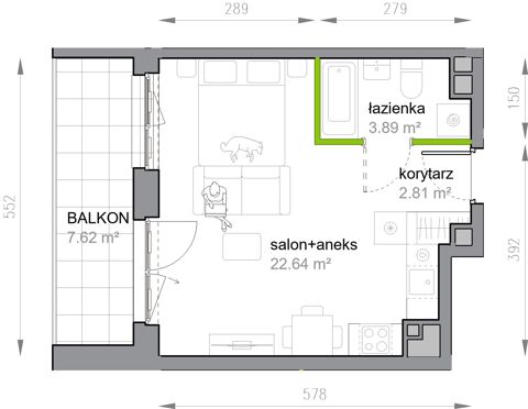 Plan 1 pok. 29m²