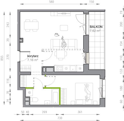 Plan 2 pok. 50m²