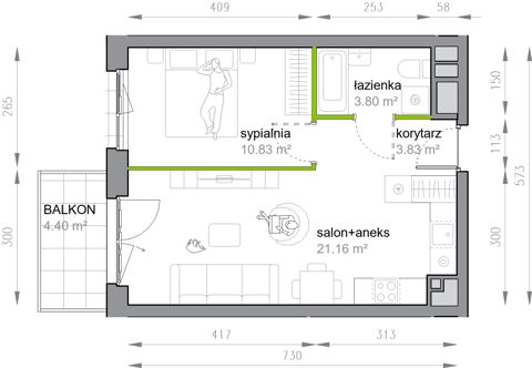 Plan 2 pok. 40m²