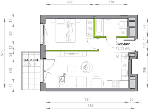 Plan 2 pok. 39m²