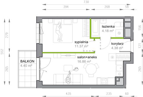 Plan 2 pok. 37m²