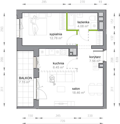 Plan 2 pok. 49m²