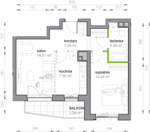 Plan 2 pok. 47m²