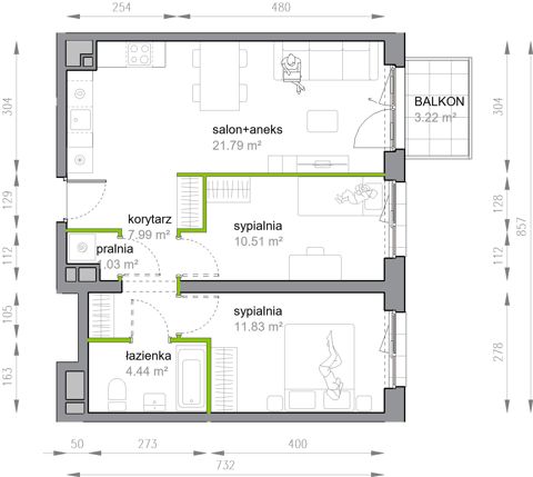 Plan 3 pok. 58m²