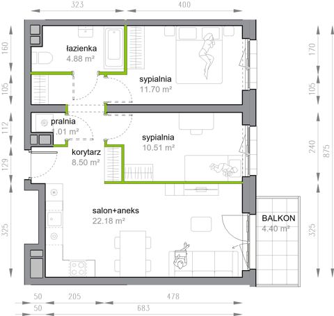 Plan 3 pok. 59m²