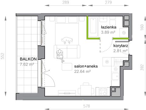Plan 1 pok. 29m²