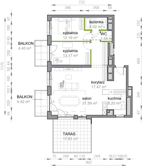 Plan 3 pok. 88m²