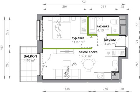 Plan 2 pok. 37m²