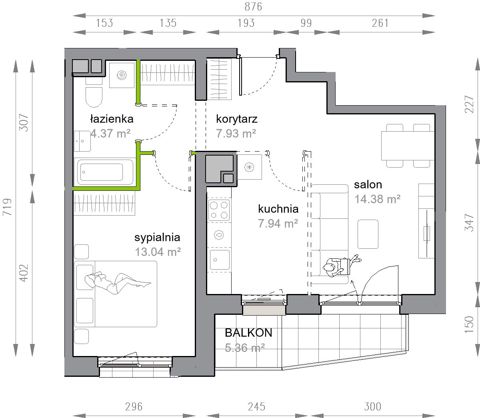 Plan 2 pok. 48m²