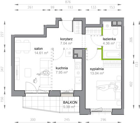 Plan 2 pok. 47m²