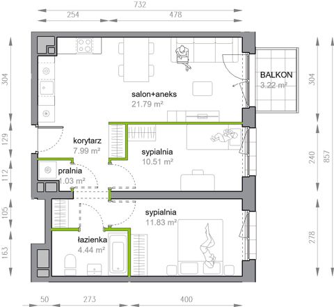 Plan 3 pok. 58m²