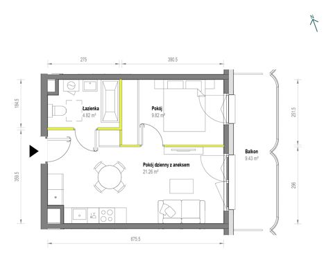 Plan 2 pok. 36m²