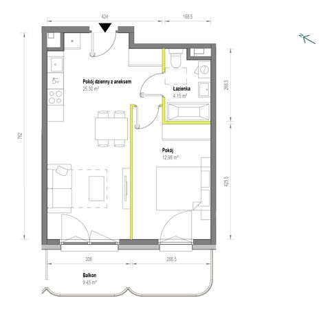 Plan 2 pok. 42m²