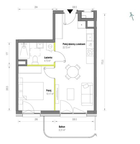 Plan 2 pok. 38m²