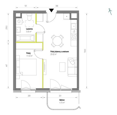 Plan 2 pok. 42m²