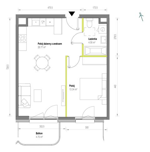 Plan 2 pok. 47m²