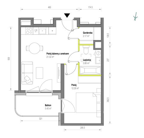 Plan 2 pok. 40m²