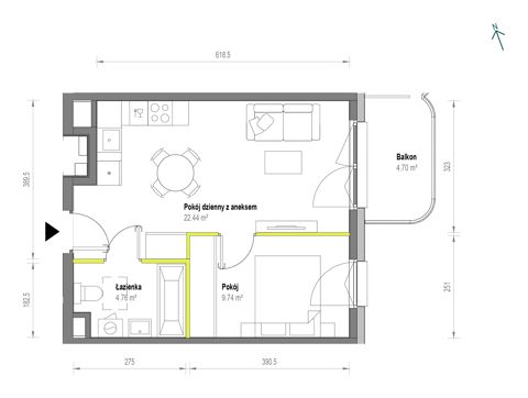 Plan 2 pok. 37m²