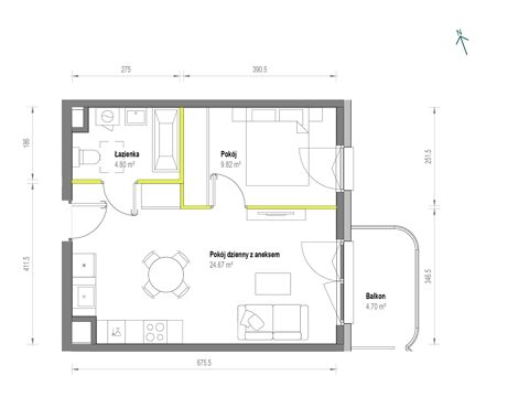 Plan 2 pok. 39m²