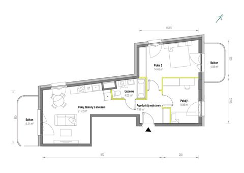 Plan 3 pok. 58m²