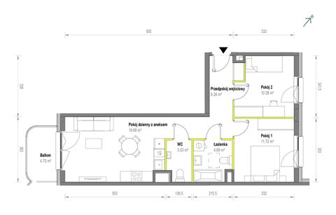Plan 3 pok. 59m²