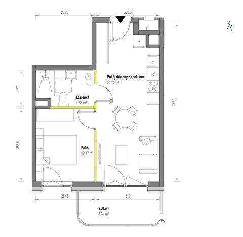 Plan 2 pok. 38m²