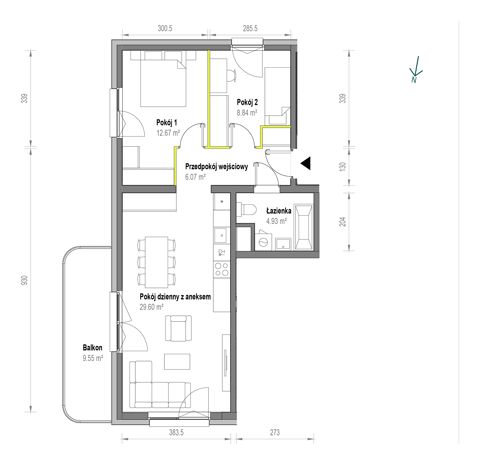 Plan 3 pok. 62m²