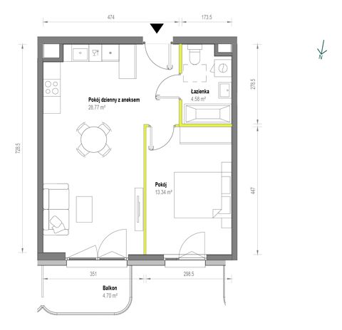 Plan 2 pok. 47m²