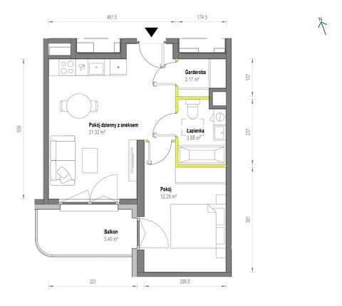 Plan 2 pok. 40m²