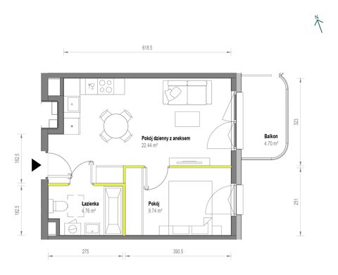 Plan 2 pok. 37m²
