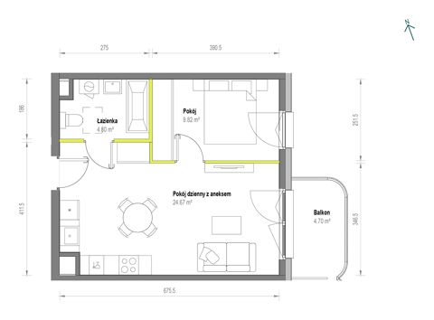 Plan 2 pok. 39m²