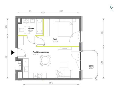 Plan 2 pok. 42m²