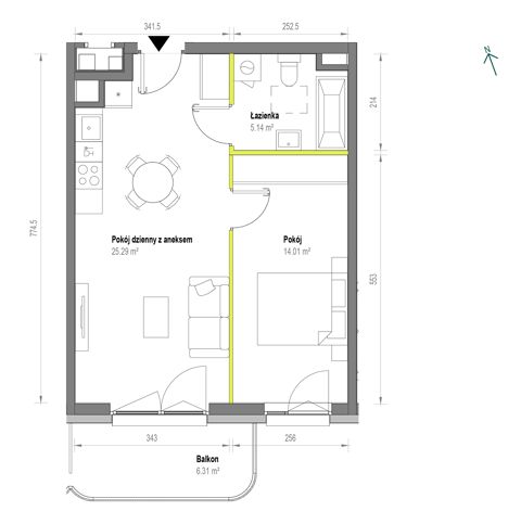 Plan 2 pok. 44m²