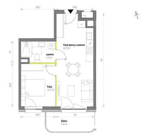 Plan 2 pok. 38m²